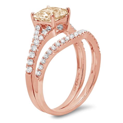 Clara Pucci 18k Rose Gold Princess Cut 1ct Natural Morganite Engagement