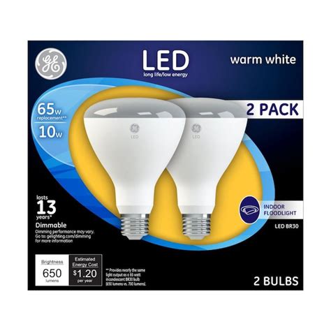 Ge Led 65 Watt Eq Led Br30 Warm White Dimmable Flood Light Light Bulb 2 Pack In The Spot