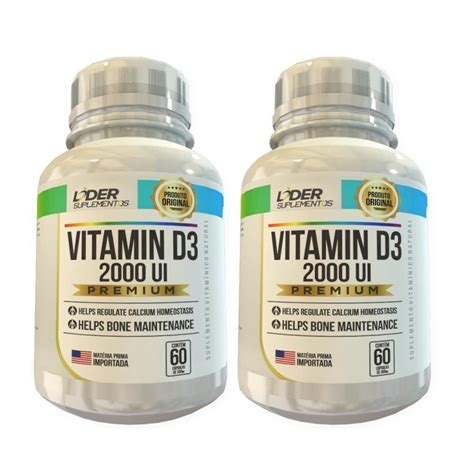 Vitamina D3 Caps 2000Ui 500Mg 60 Cápsulas Kit 2 Potes no Shoptime