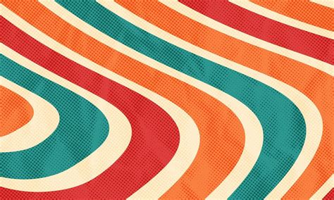 Abstract Vintage Retro 60s 70s Aesthetic Wave Shapes Pattern Background