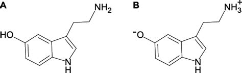 5 Hydroxytryptamine 5 Ht Serotonin A Structural Formula B