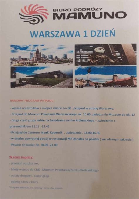 Poznaj Polskę Wycieczka do Warszawy Szkoła Podstawowa im Szlaku