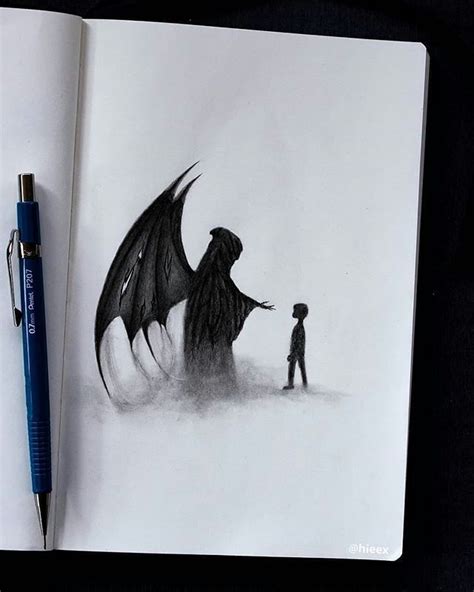 pencil sketches evil  angel drawing scary wings drawing dark