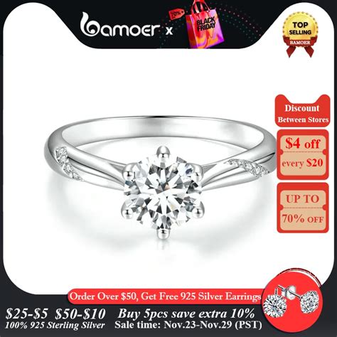 Bamoer Anel Moissanite Redondo De Diamante Para Mulheres An Is De