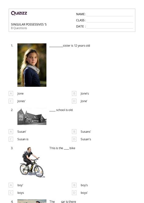 50 Singular Possessives Worksheets On Quizizz Free Printable