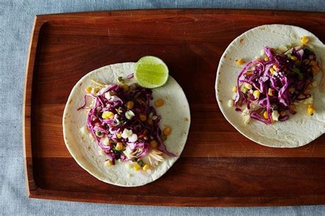 California Chicken Tacos With Corn And Red Cabbage Slaw Recipe On