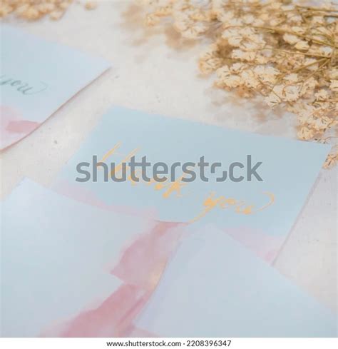 Thank You Calligraphy Card Written Metallic Stock Photo 2208396347 ...