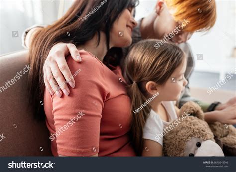 Side View Smiling Same Sex Parents Stock Photo Edit Now