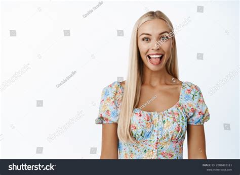 Blonde Woman Tongue Over Royalty Free Licensable Stock Photos