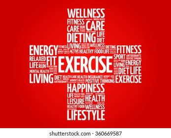 Exercise Word Cloud Health Cross Concept Stock Vector Royalty Free