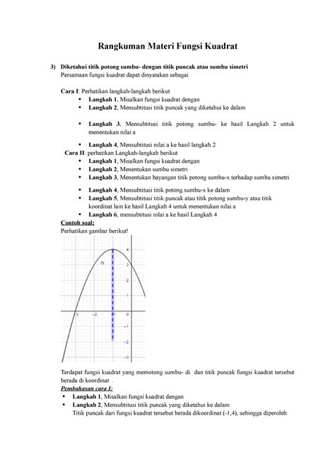 Grafik Fungsi Kuadrat Part5 Rangkuman Materi Fungsi Kuadrat Diketahui