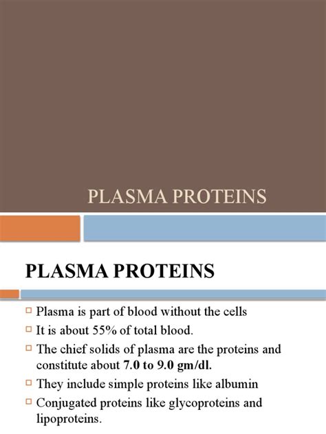 Plasma Proteins | PDF | Blood Plasma | Blood