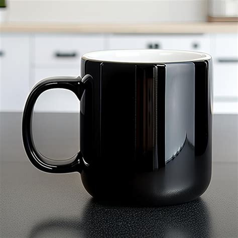 Una Taza De Caf Negra Con Un Borde Blanco Descansa Sobre Una Encimera