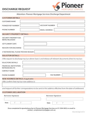 Fillable Online Discharge Request Msa National Fax Email Print