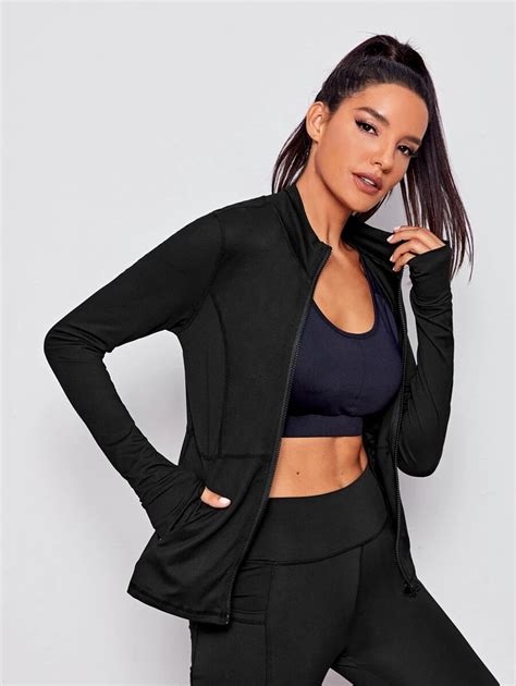 Shein Sport Studio Giacca Sportiva Con Zip E Tasca E Fori Per Il