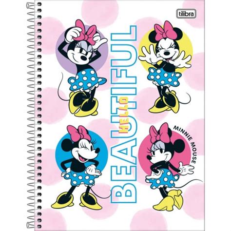 Caderno Capa Dura Universit Rio Minnie Fit Mat Ria Folhas Sortido