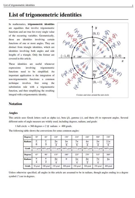 [PDF] Trigonometric Identities PDF - Panot Book