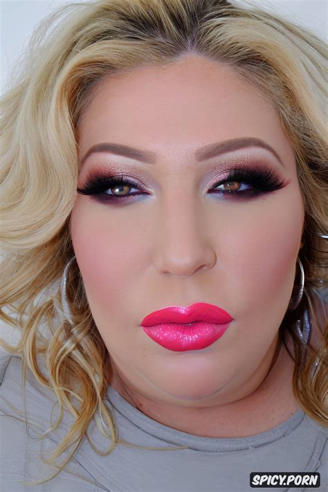 Image Of Blonde Bbw Bimbo Chubby Slut Makeup Bimbo Glossy Lips