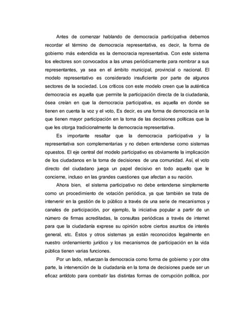 Ensayo Democracia Participativa Yusbely Becerra Pdf