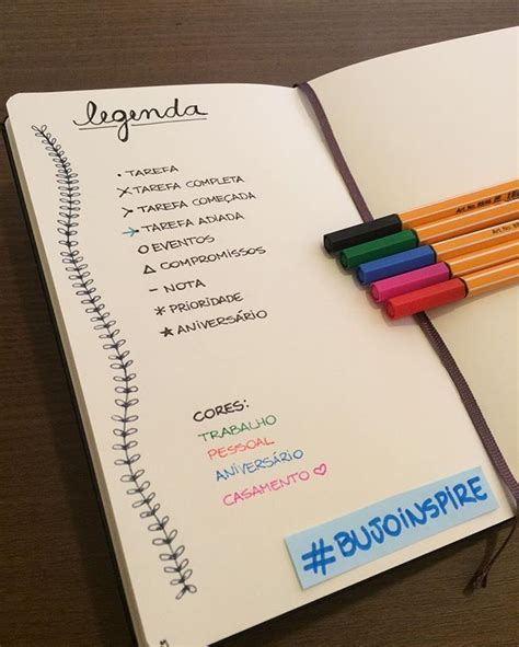 Antes de começar o BuJo é importante fazer uma legenda para facilitar