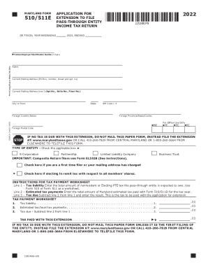 Fillable Online Maryland Form 510 Pass Through Entity Tax Return Fax