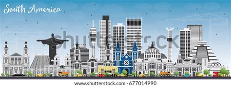 South America Skyline Famous Landmarks Vector Stock Vector Royalty