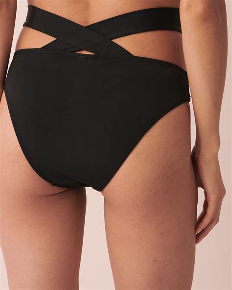 Solid Strappy Brazilian Bikini Bottom Black La Vie En Rose