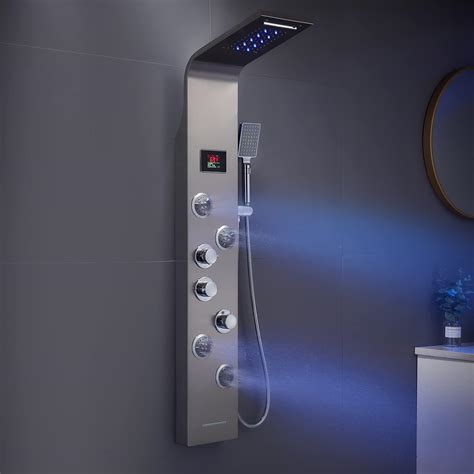 Menatt Shower Tower System With Led Lights Hydroelectricity Display