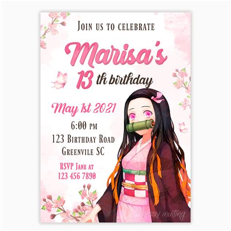 Demon Slayer Nezuko Birthday Invitation – Easy Inviting