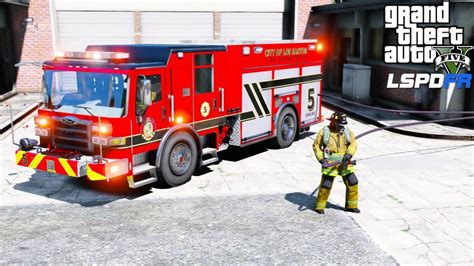 GTA 5 Firefighter Mod Los Santos Fire Department Fighting Fires LSPDFR