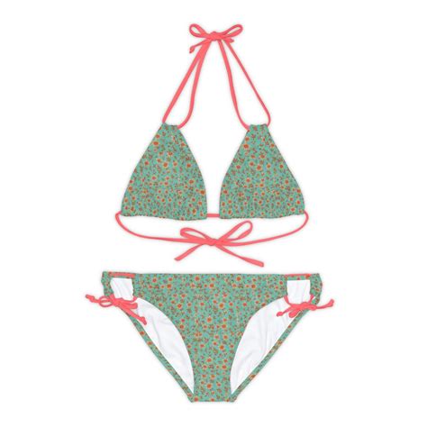 Cactus Flower String Bikini Succulent Plants Two Piece Swimwear Beach Pool Bikini Summer