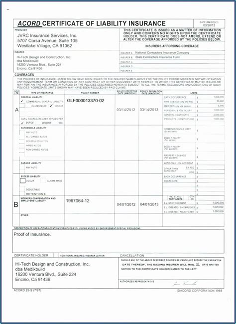 Free Printable Acord 25 Form Printable Templates