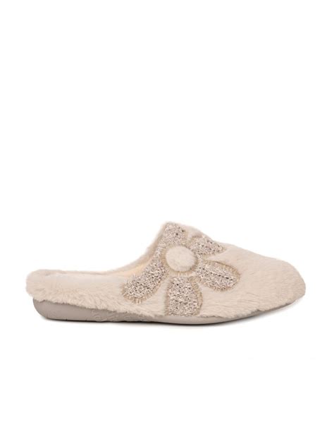 Zapatillas Casa Mujer Pelo Beige Pera Limonera