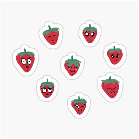 strawberry emojis sticker  sale  wandersunflower redbubble