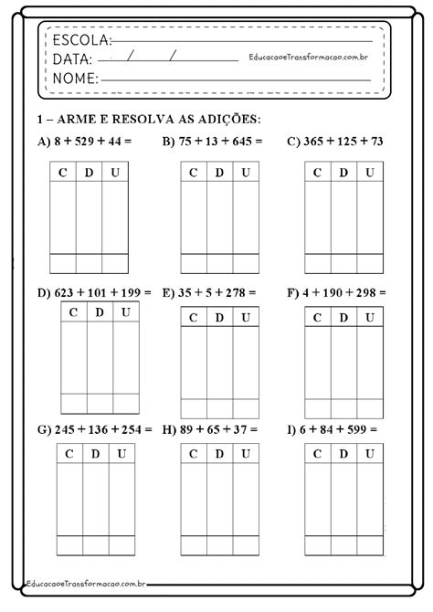 Atividades De Matemática De Adição 1º Ano Do Ensino Fundamental