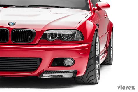 Vicrez Bmw M3 E46 2000 2006 Vz5 Carbon Fiber Front Bumper Lip Splitters Vz100421