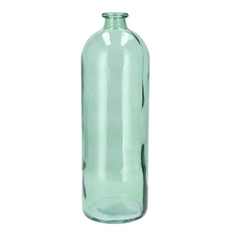 Dk Design Bloemenvaas Fles Model Helder Gekleurd Glas Zeegroen