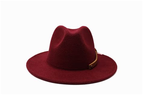 Burgundy Fedora Hat Wide Brim Fedora Hat Felt Hat Inner Etsy