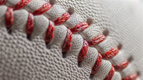 Premium Photo Generative Ai Baseball Leather Ball Close Up Macro