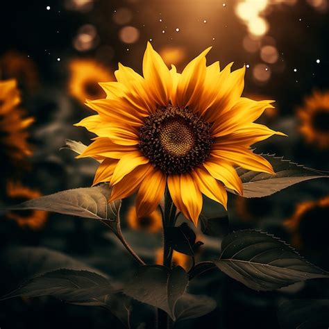 Premium AI Image | Photo of a sunflower with golden petals long exposure primitivism 32K high ...