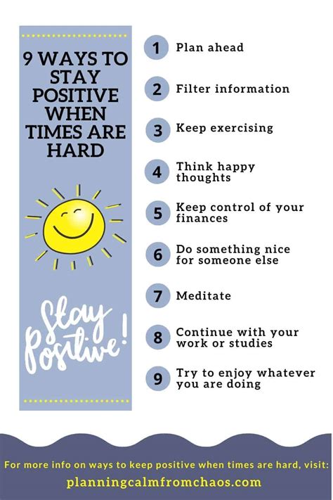 9 Ways To Stay Positive When Times Are Hard Planning Calm From Chaos