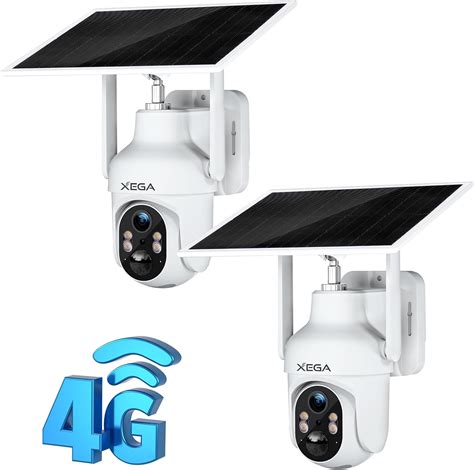 Xega 2 Pièces 4G LTE Caméra Surveillance avec Carte Sim Panneau Solaire