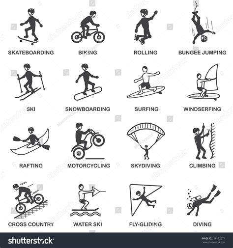 Vacation Travel Extreme Sports Icons Set Stock Vector (Royalty Free) 216132571 | Shutterstock