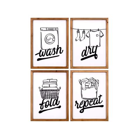 Stratton Home Decor Wash Dry Fold And Repeat 4 Piece Wood Framed