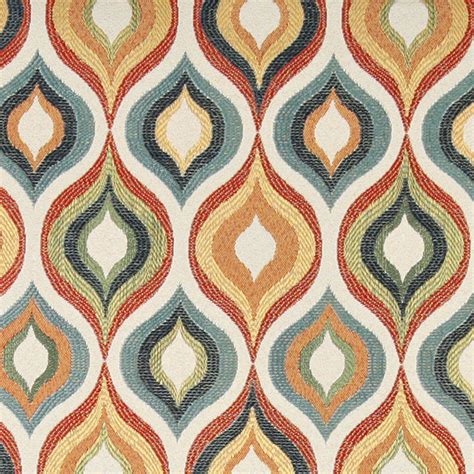 Red Green Blue Orange And Gold Contemporary Upholstery Fabric By