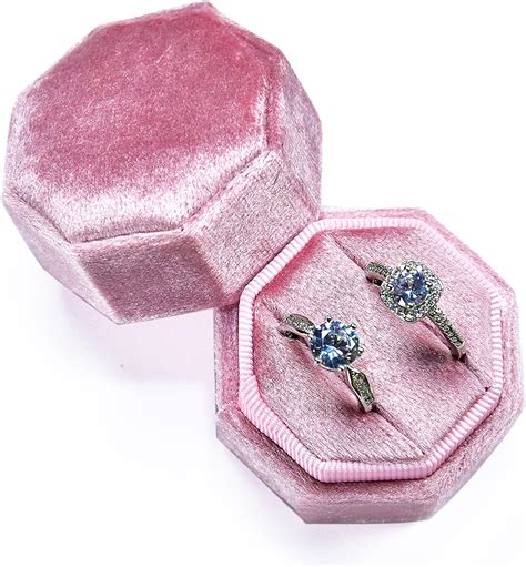 Amazon Velvet Ring Box Premium Vintage Octagon Double Slots