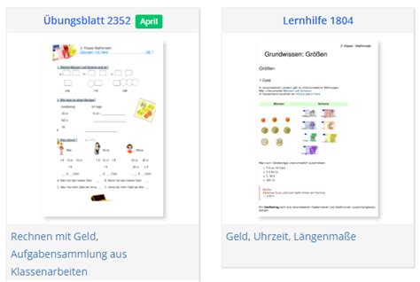 Geld Grundschule Klasse 2 Mathematik