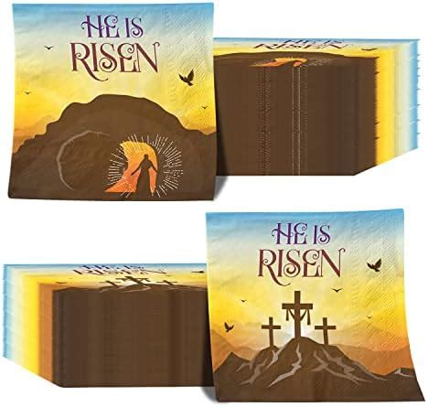 Amazon He Is Risen Napkins Easter Decoration Pcs Happy Easter