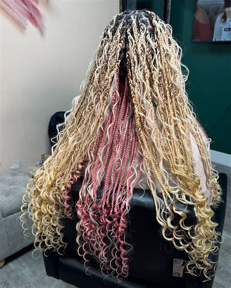 Pink And Blonde Boho Knotless Braids Irastyledme