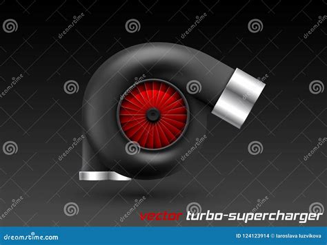 Turbocompresor Del Coche Del Vector Aislado En Fondo Oscuro Turbina